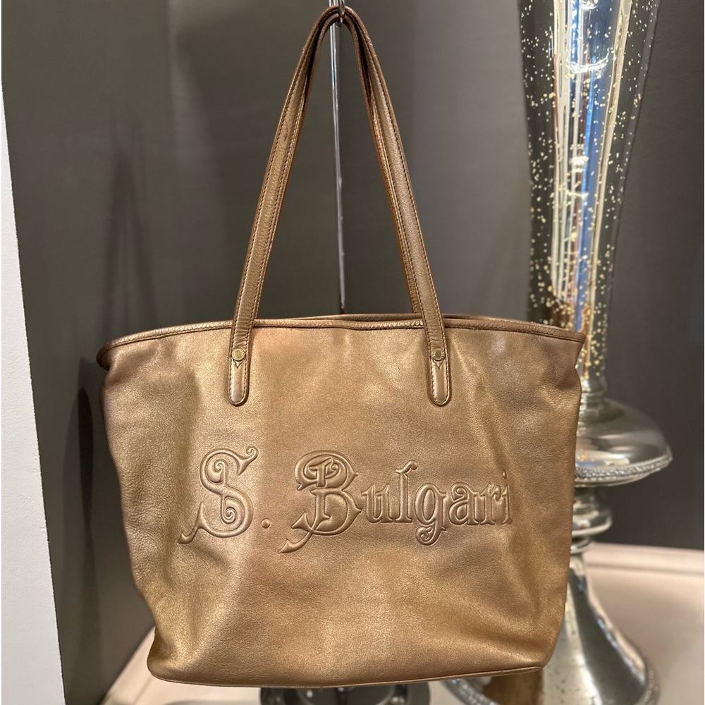 Bulgari Bvlgari Gold Leather Tote Bag